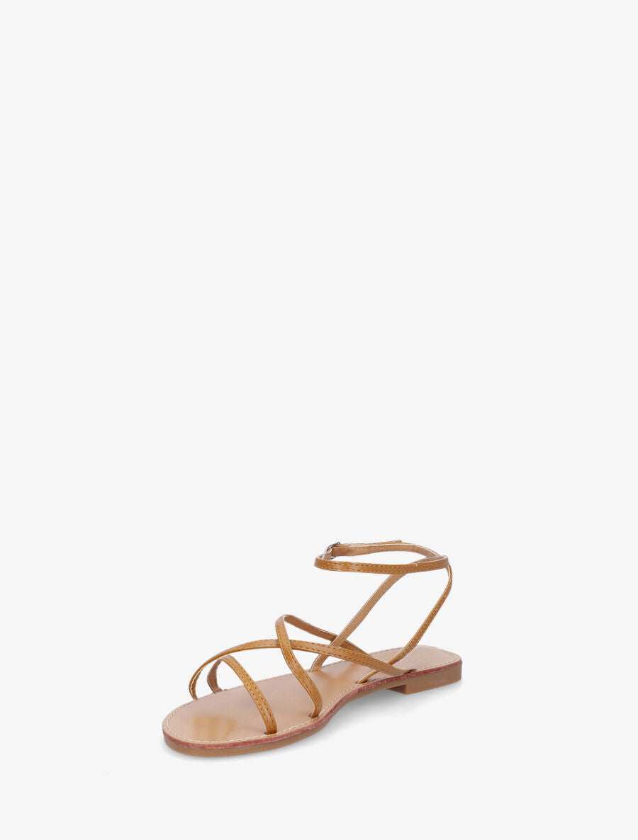 Nu-pieds à fines brides de cheville - Camel - 4