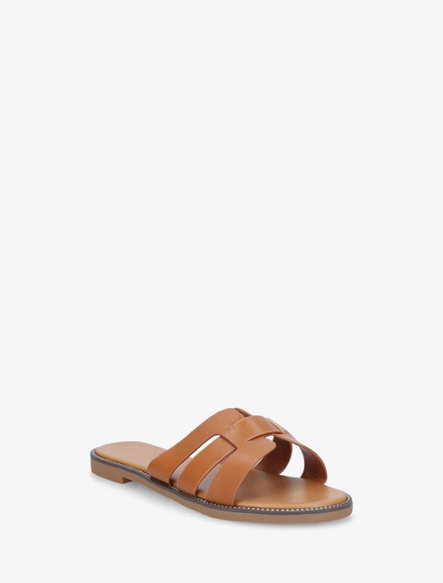 Mules croisées en simili - Camel - 2