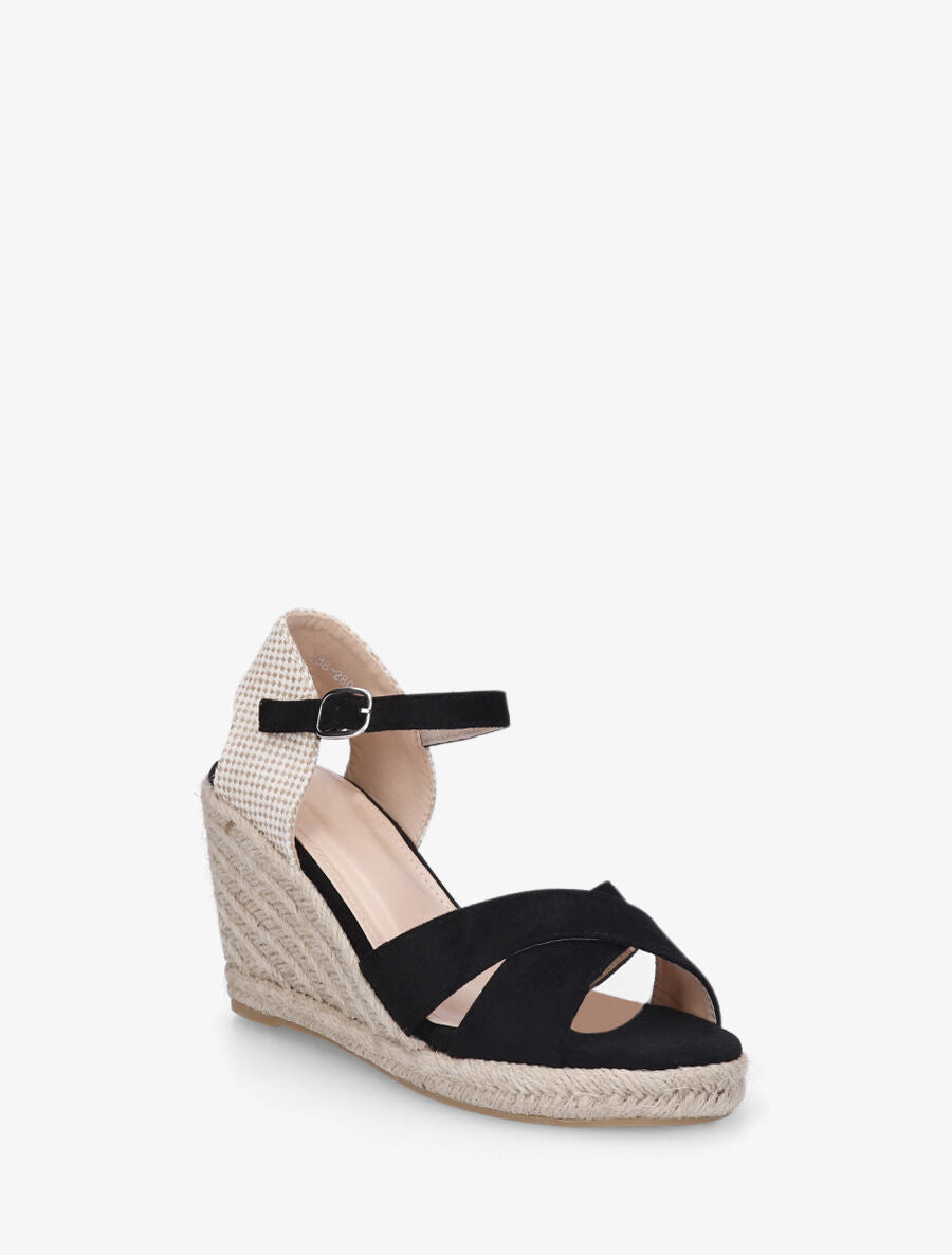 Sandales compensées à contrefort à motif damier - Noir - 2