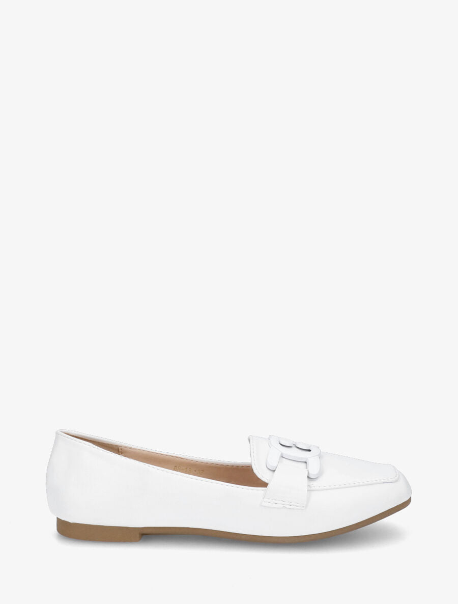 Mocassins en simili à boucle - Blanc - 1