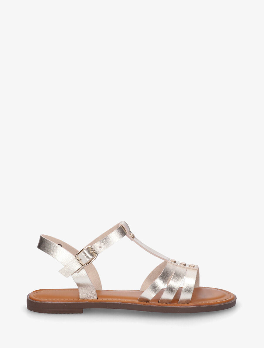 Nu-pieds multi-brides à clous - Or - 1