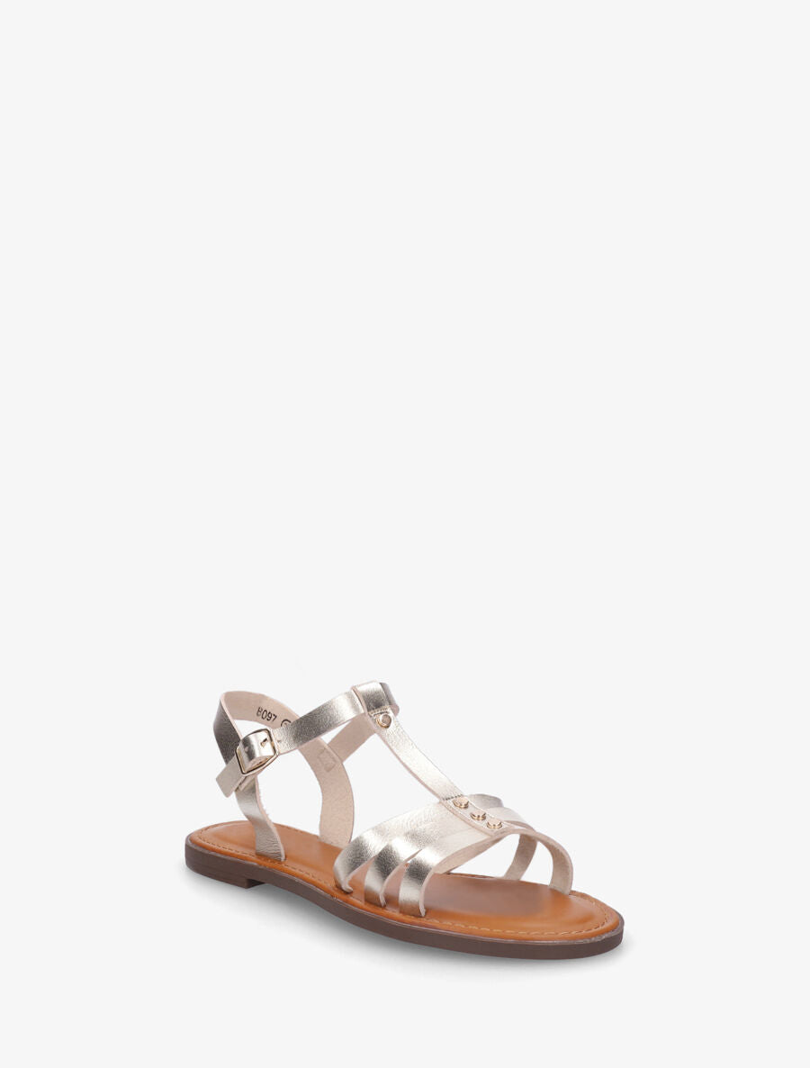 Nu-pieds multi-brides à clous - Or - 2