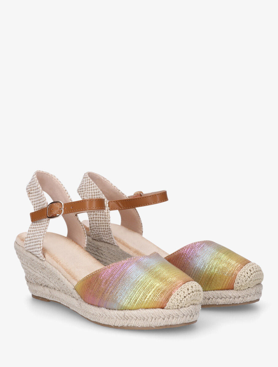 Espadrilles irisées en tissu - Or - 4