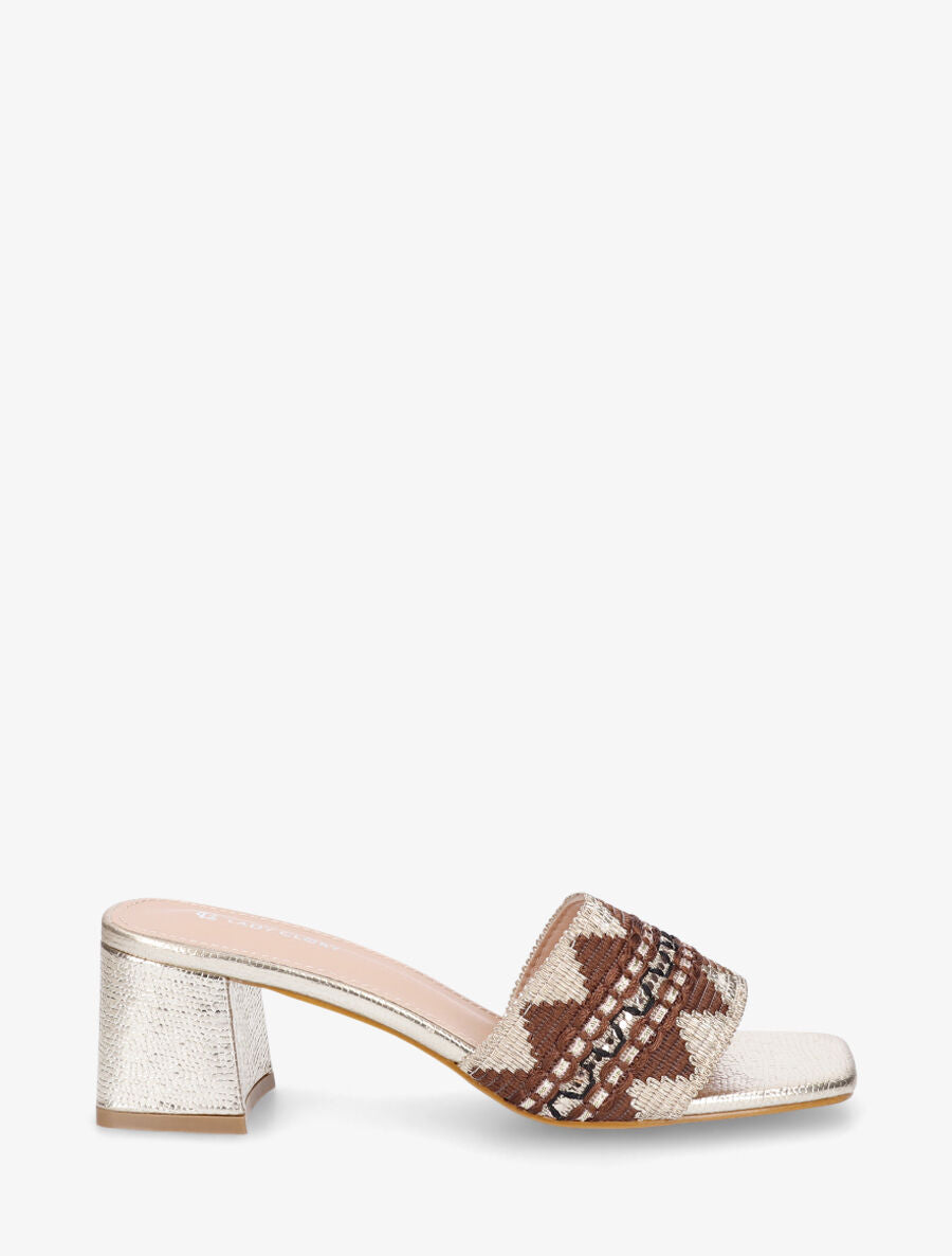 Mules irisées style jacquard zigzag - Or - 1