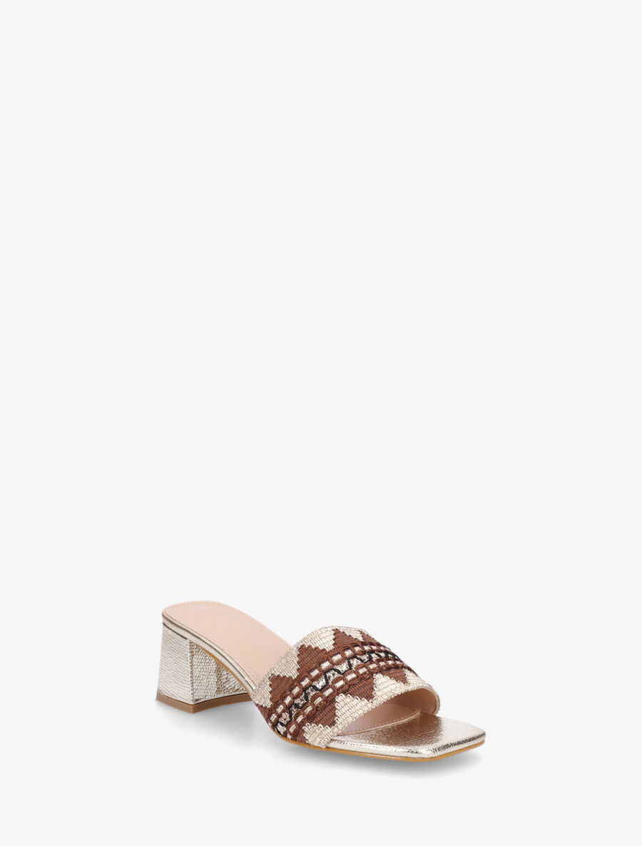 Mules irisées style jacquard zigzag - Or - 2