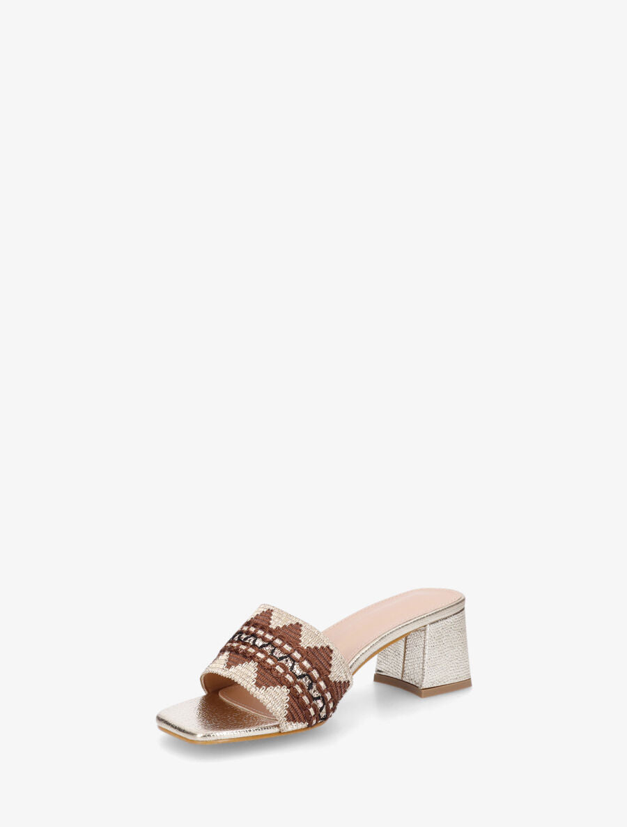 Mules irisées style jacquard zigzag - Or - 3