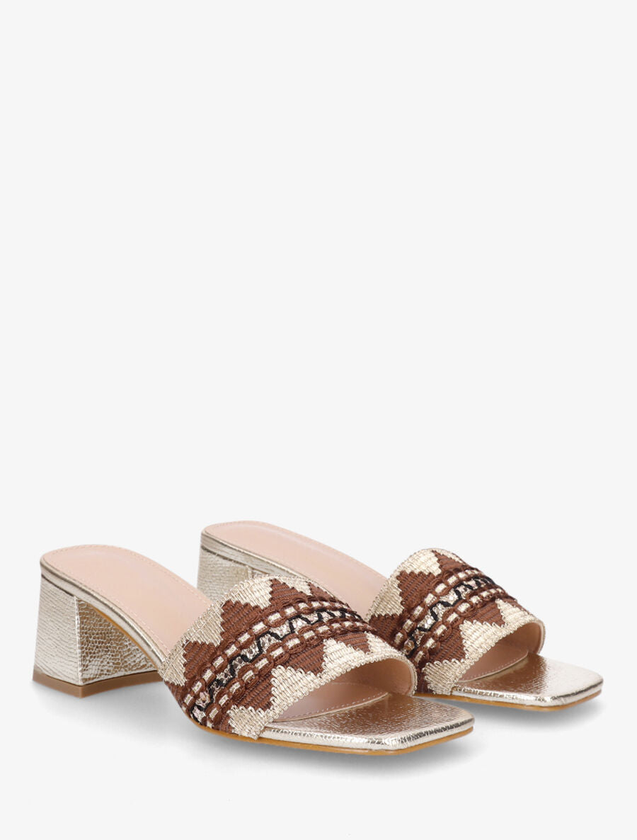 Mules irisées style jacquard zigzag - Or - 4