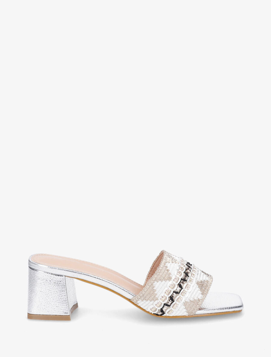 Mules irisées style jacquard zigzag - Argent - 5