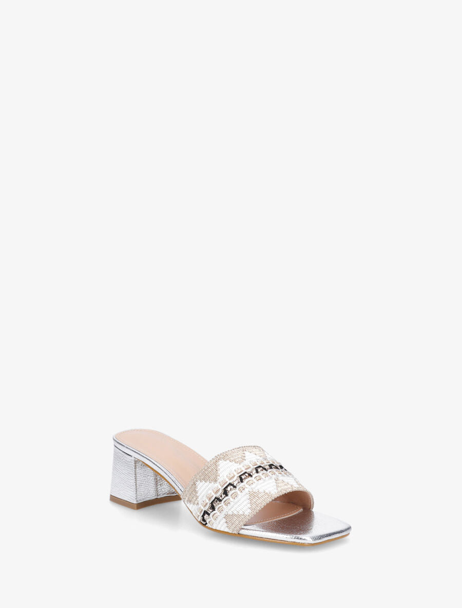 Mules irisées style jacquard zigzag - Argent - 2