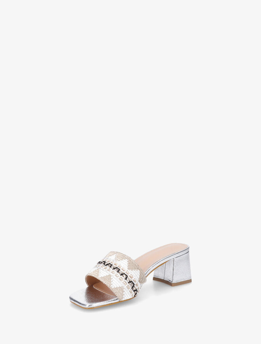 Mules irisées style jacquard zigzag - Argent - 3
