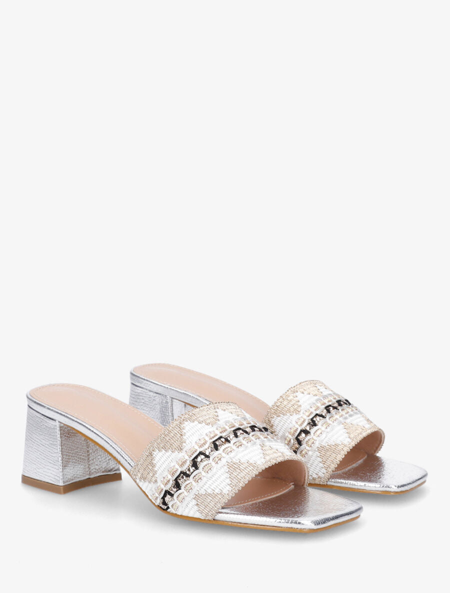 Mules irisées style jacquard zigzag - Argent - 4