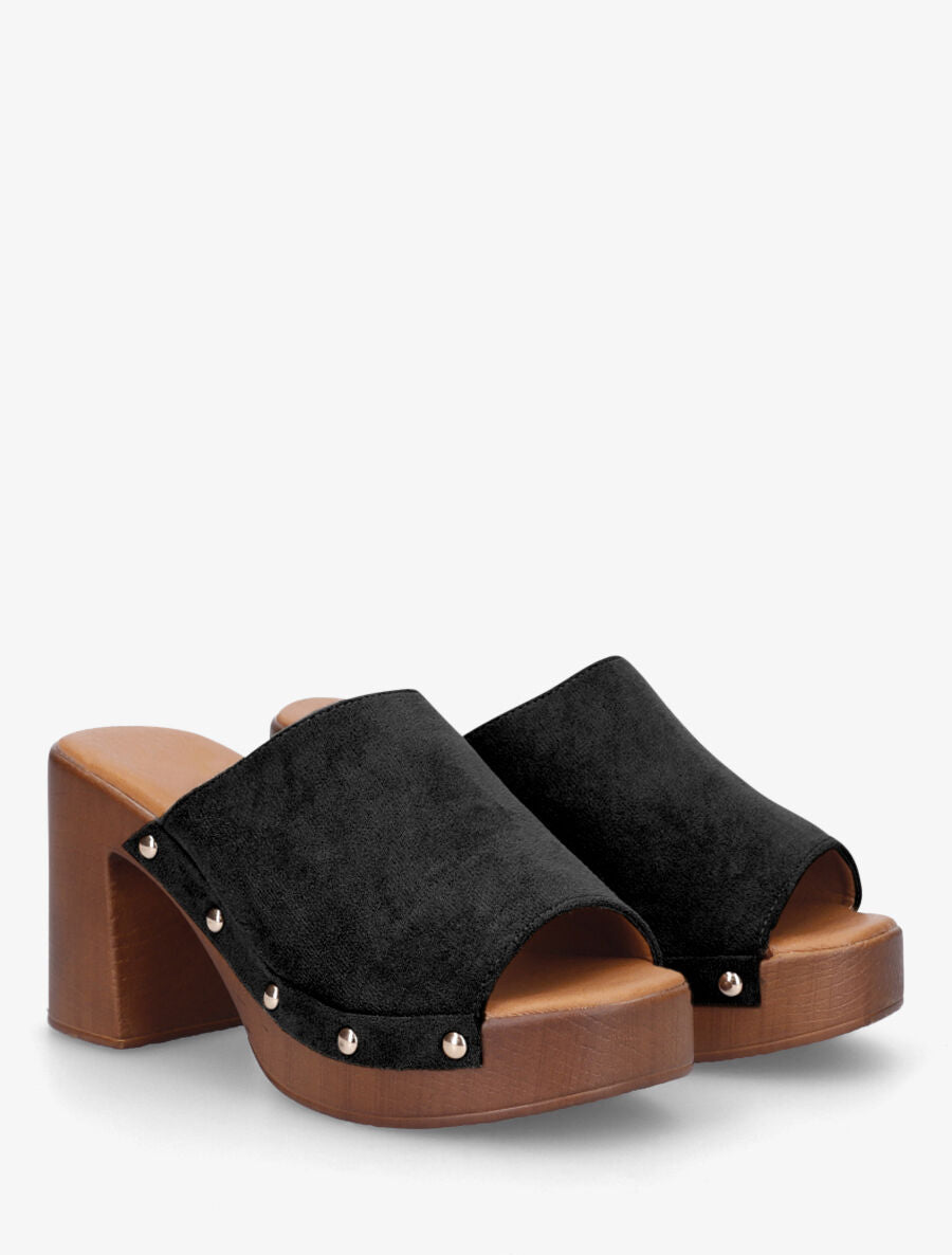 Mules à talon style sabot - Noir - 4