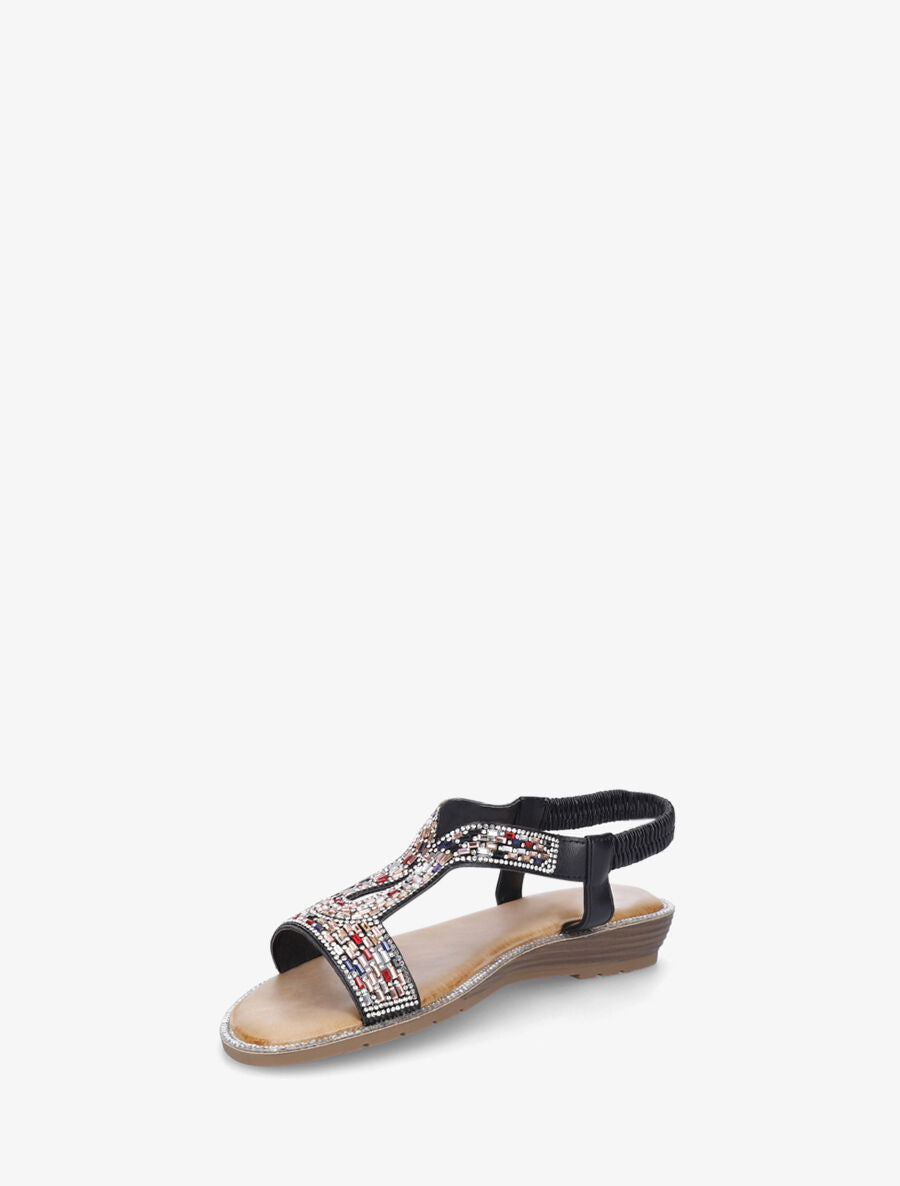 Nu-pieds élastiqués à strass - Noir - 3