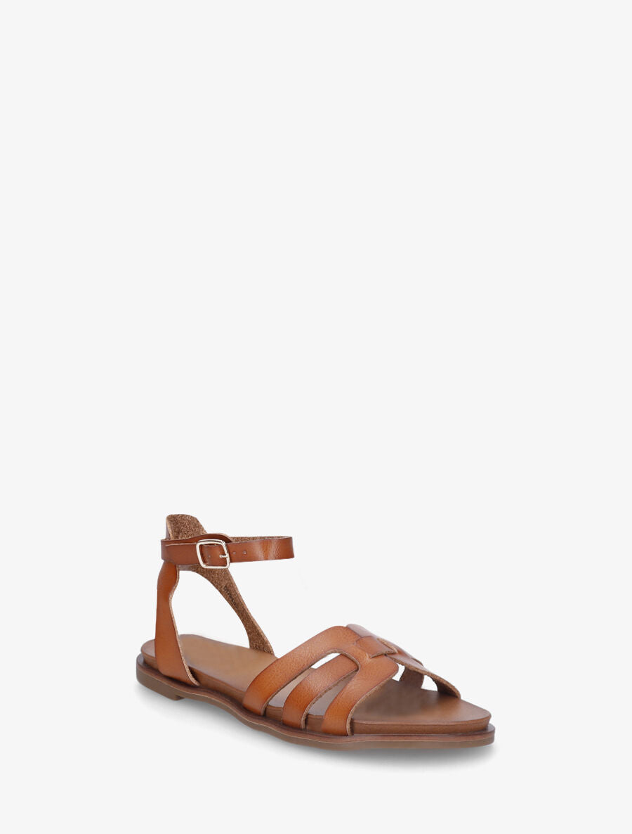 Nu-pieds en simili à triple brides - Camel - 2