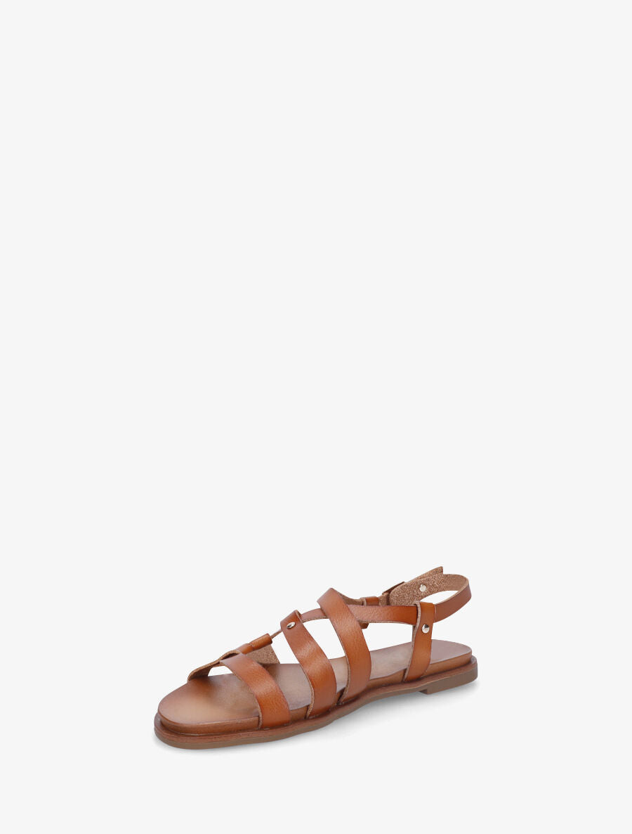 Nu-pieds en simili à bride courbée - Camel - 3