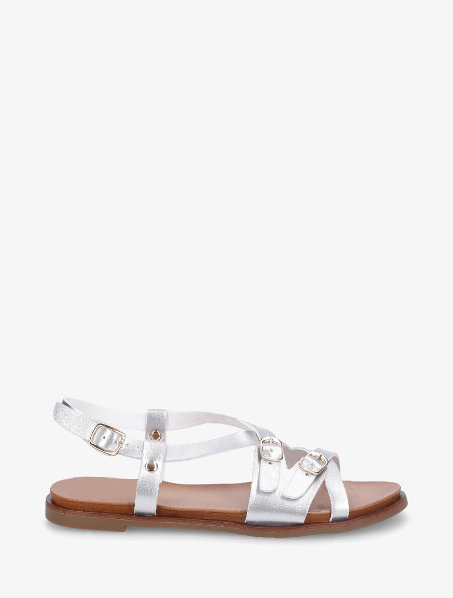 Nu-pieds brides à boucles croisées - Argent - 1