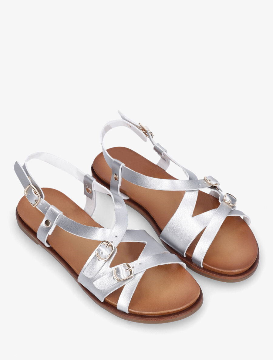 Nu-pieds brides à boucles croisées - Argent - 4