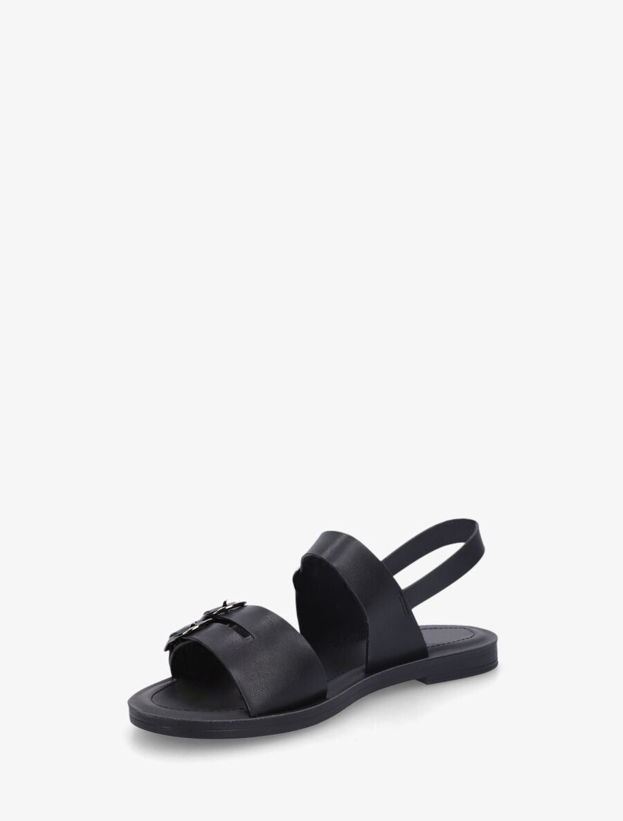 Nu-pieds en simili à boucle métallique - Noir - 3