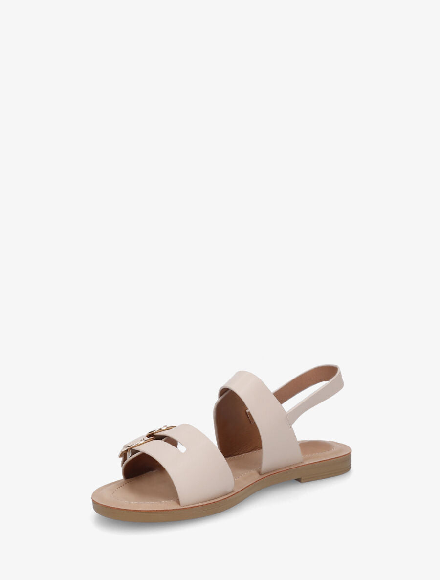 Nu-pieds en simili à boucle métallique - Beige - 3