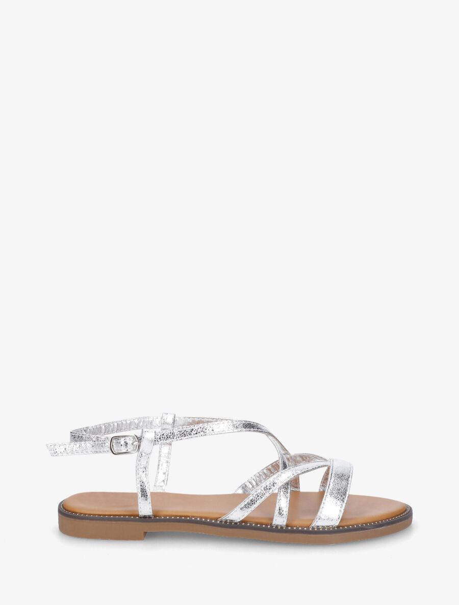 Nu-pieds multibrides en simili nacré - Argent - 2