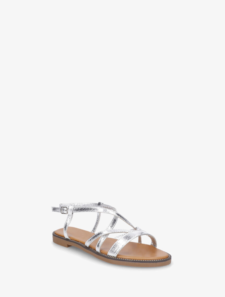 Nu-pieds multibrides en simili nacré - Argent - 3