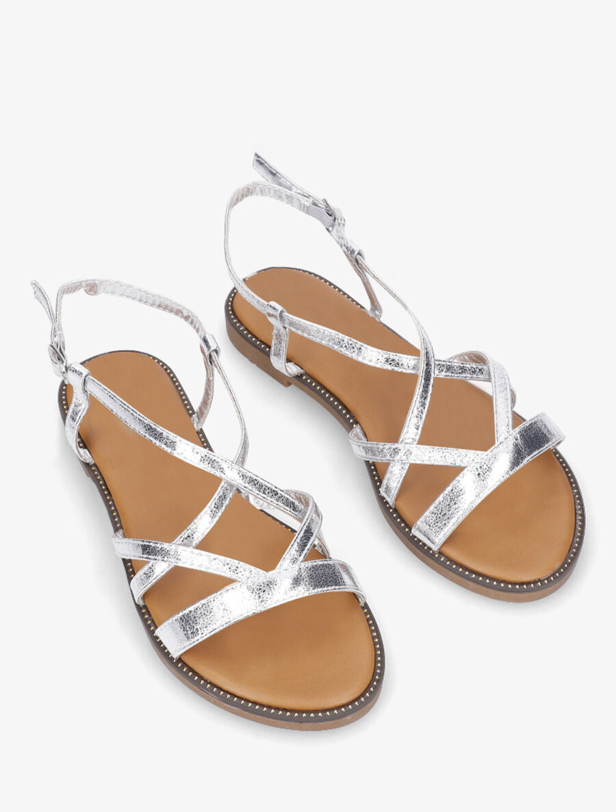 Nu-pieds multibrides en simili nacré - Argent - 5