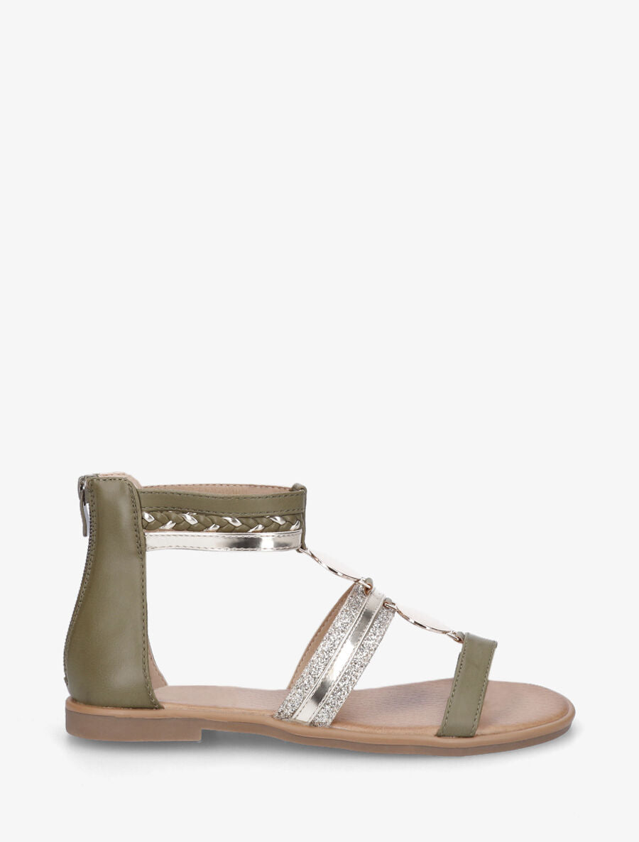 Nu-pieds bijou à paillettes - Kaki - 1