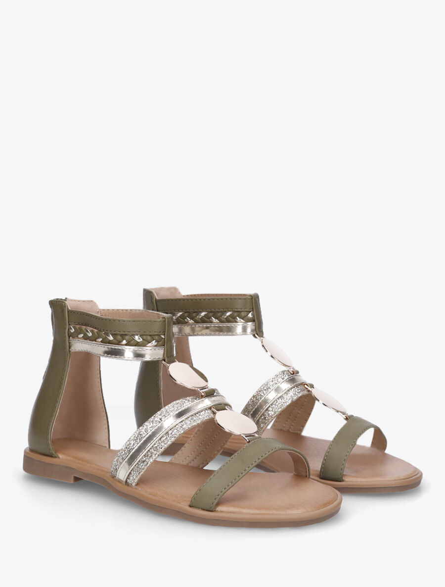 Nu-pieds bijou à paillettes - Kaki - 4