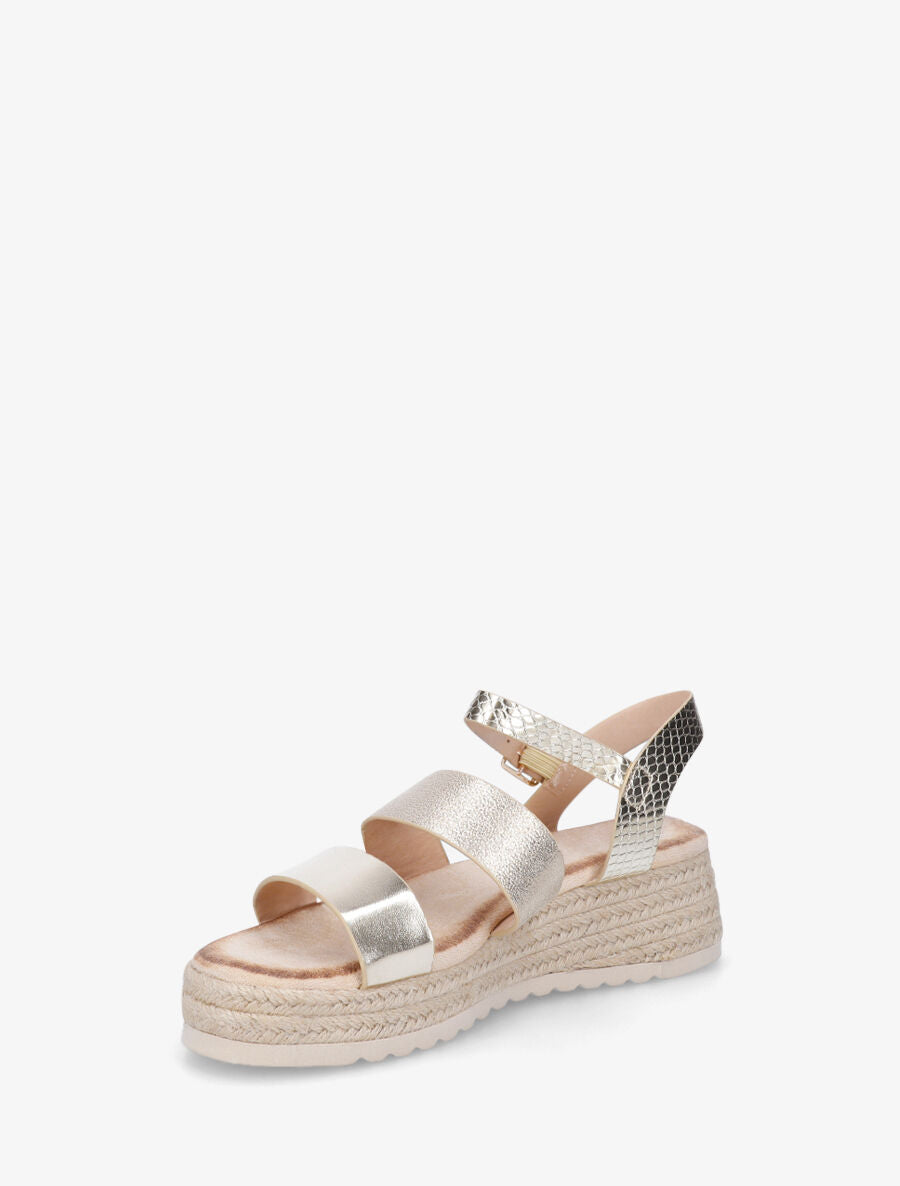 Sandales compensées à brides texturées - Or - 4