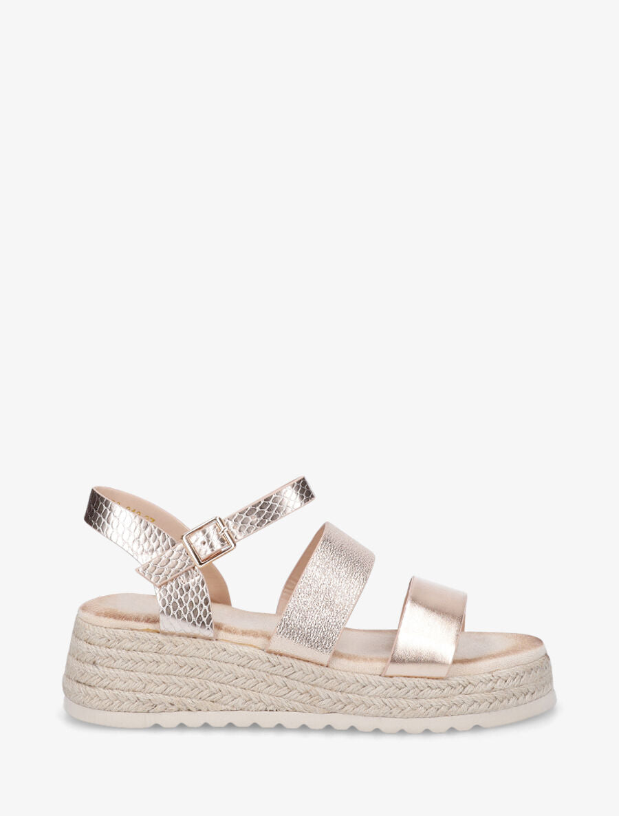 Sandales compensées à brides texturées - Rose gold - 5