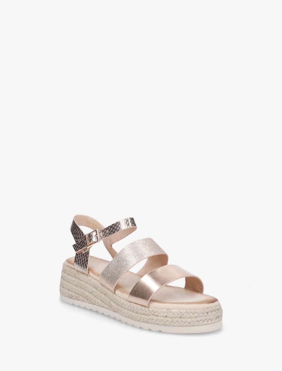 Sandales compensées à brides texturées - Rose gold - 2