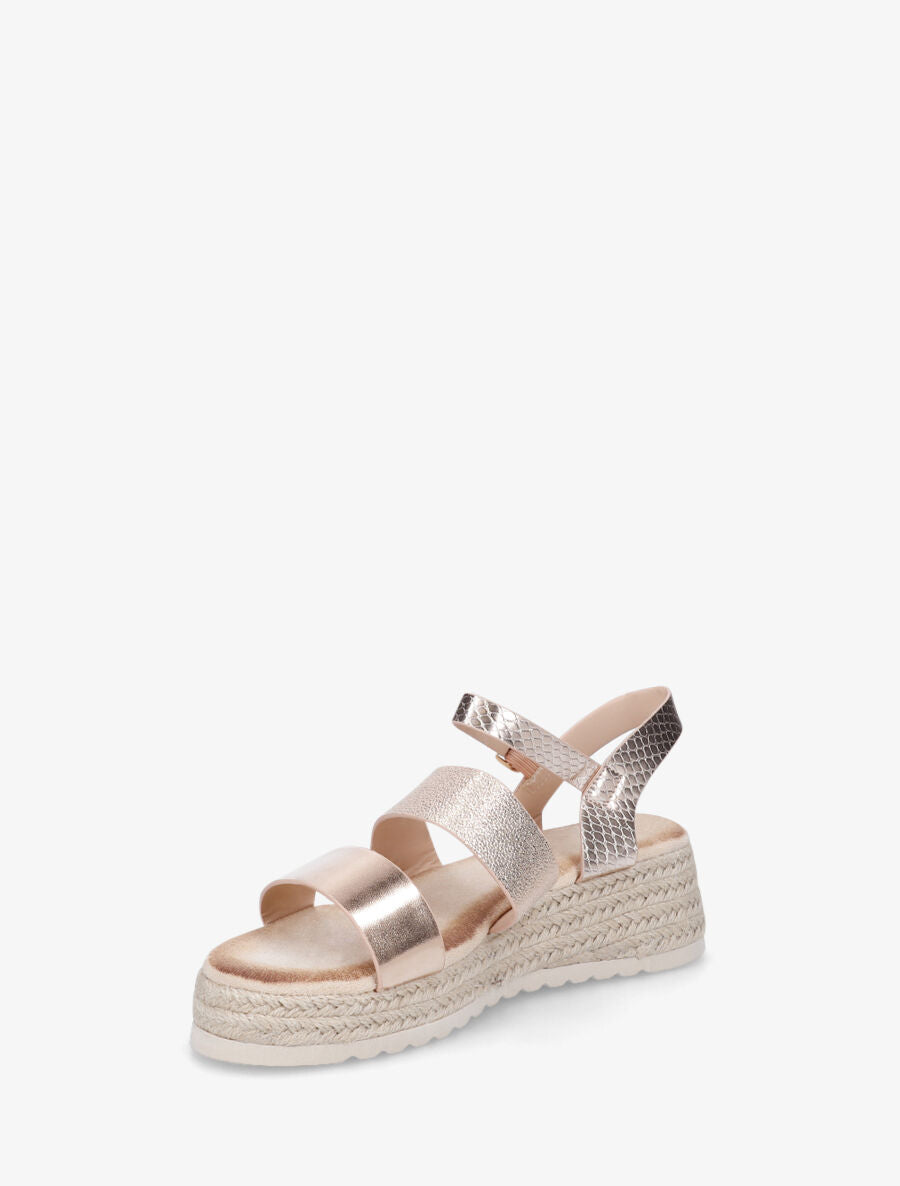 Sandales compensées à brides texturées - Rose gold - 3