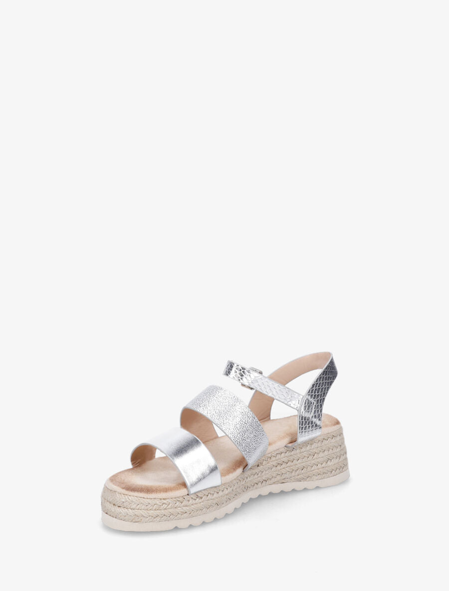 Sandales compensées à brides texturées - Argent - 4