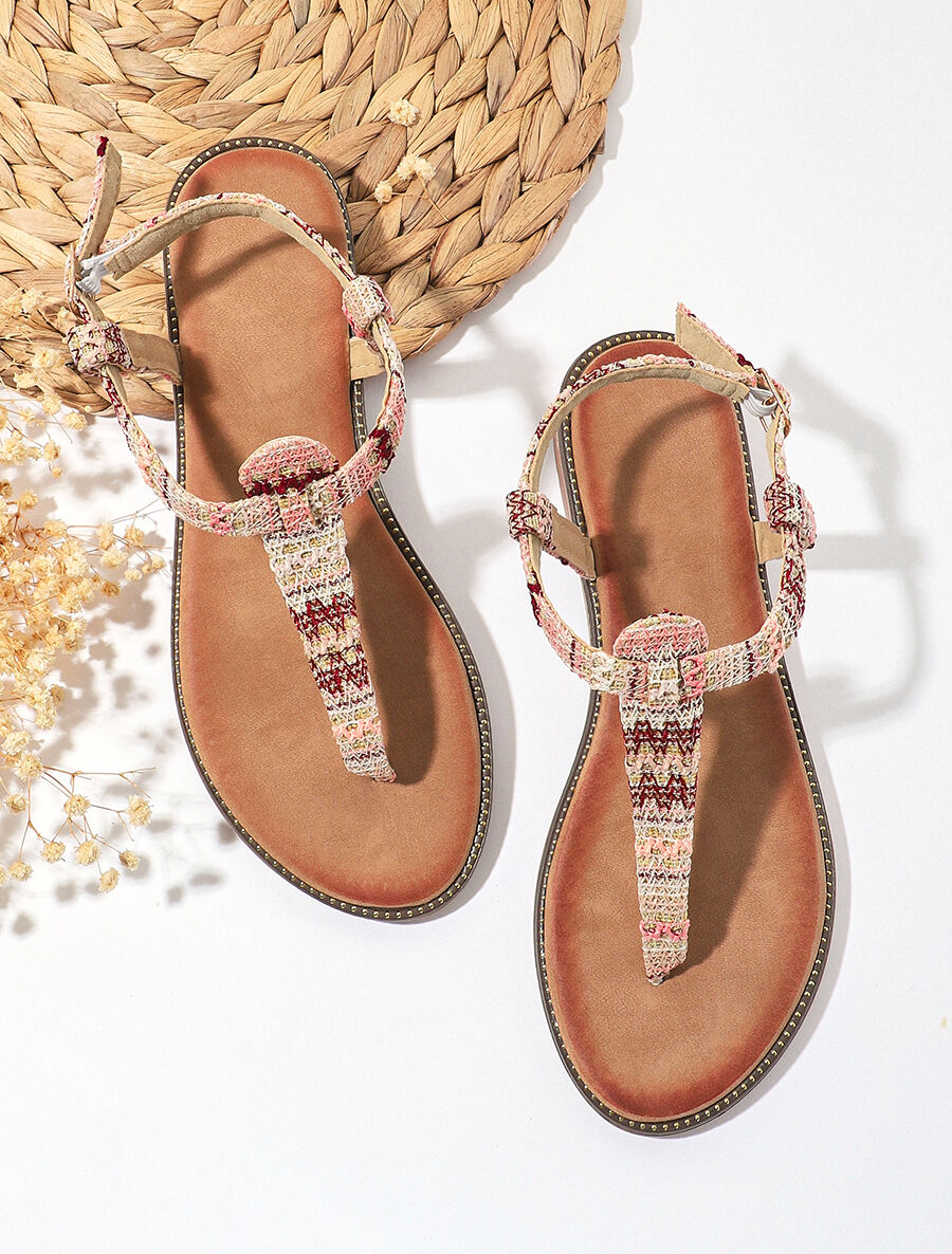 Nu-pieds effet tweed - Beige/rose - 6