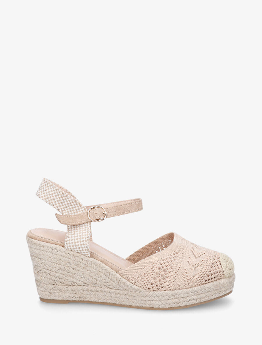 Espadrilles hautes en maille - Beige - 1