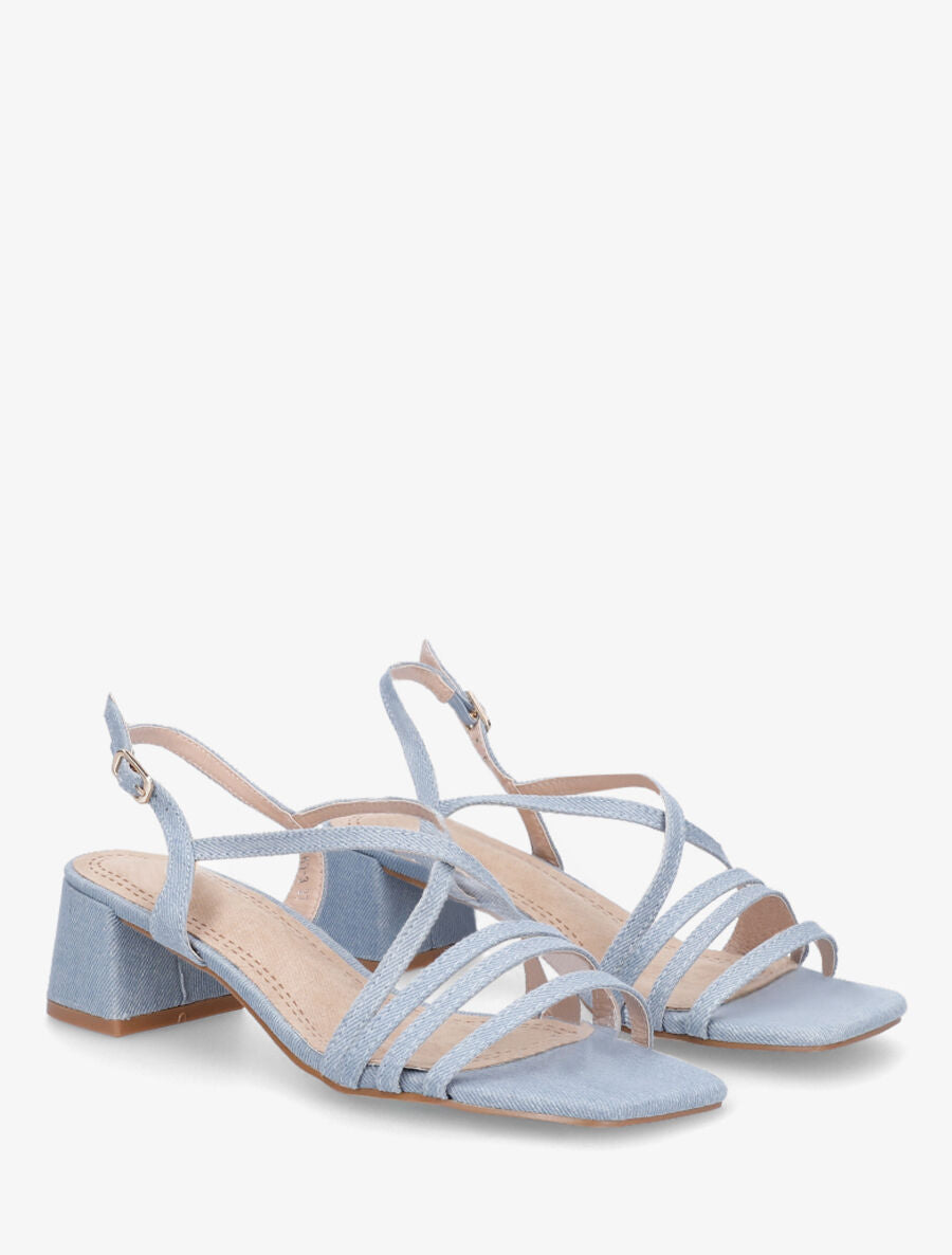Sandales en tissu et lanières - Bleu denim - 4