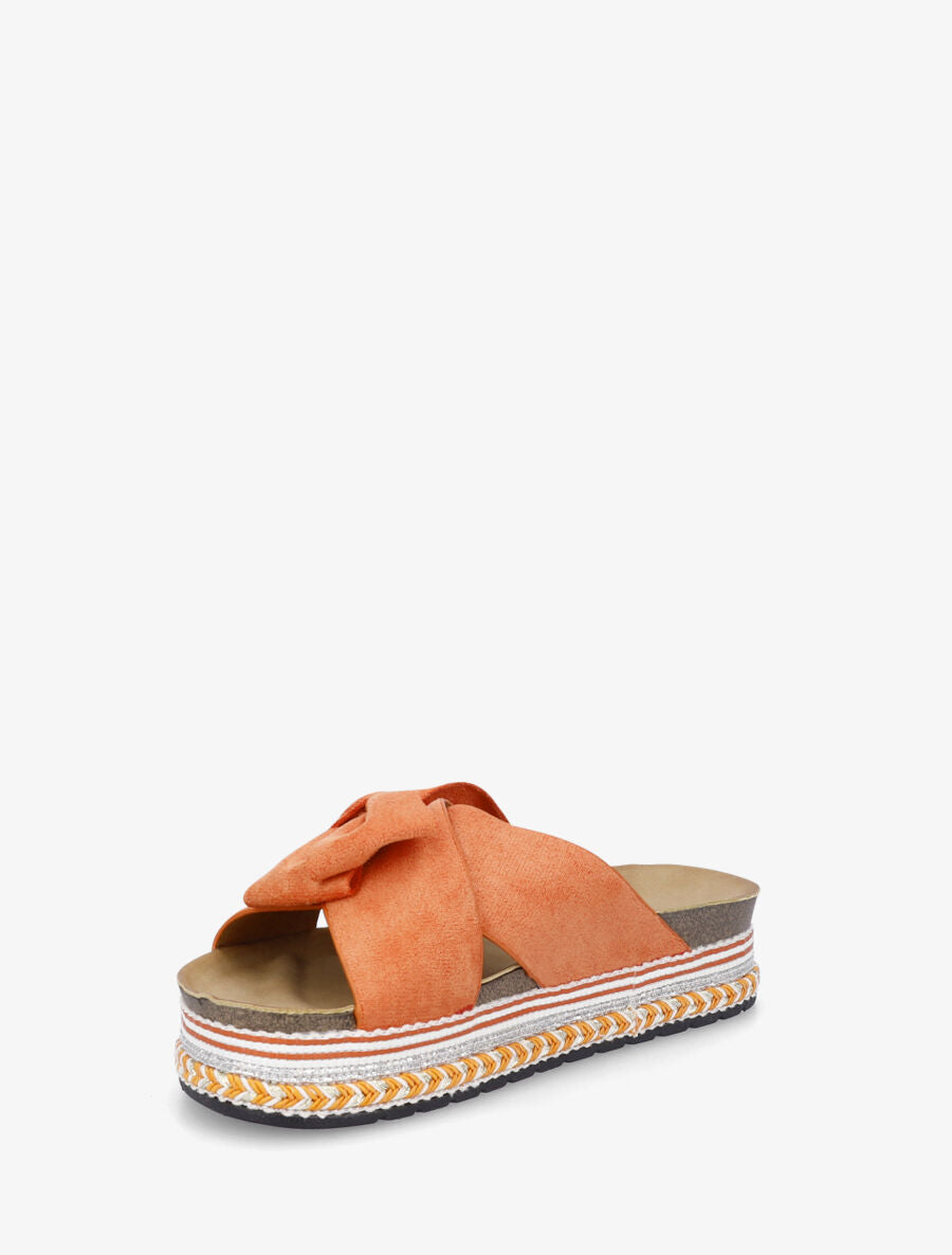 Claquettes en suédine à noeud - Orange - 3