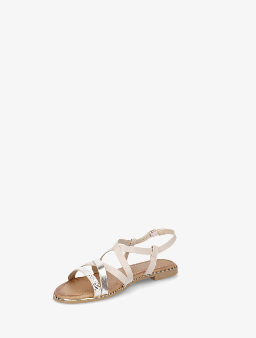 Nu-pieds multi-lanières simili et python - Beige - 3