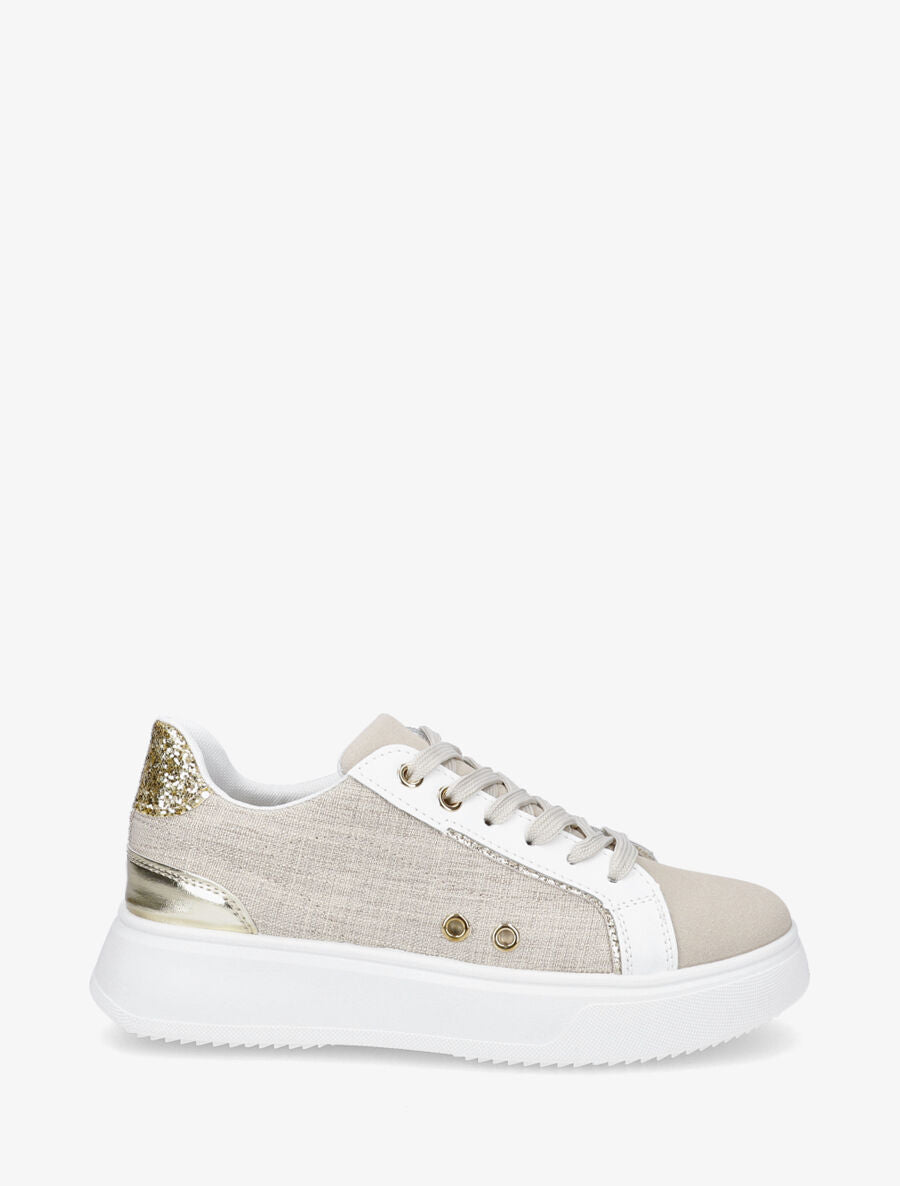 Sneakers à plateforme à contrefort constratant - Beige - 5