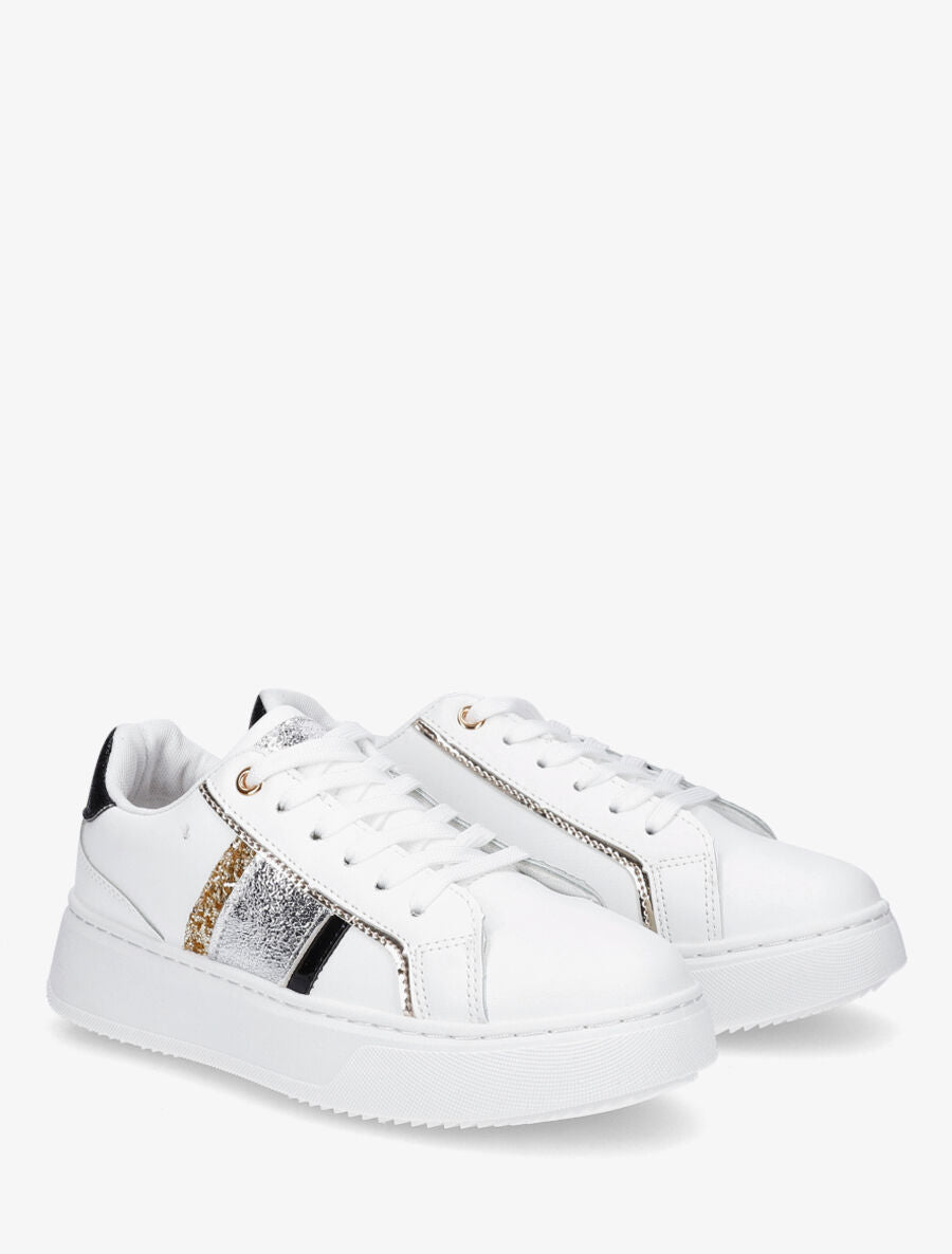 Sneakers à bandes contrastantes - Noir - 4