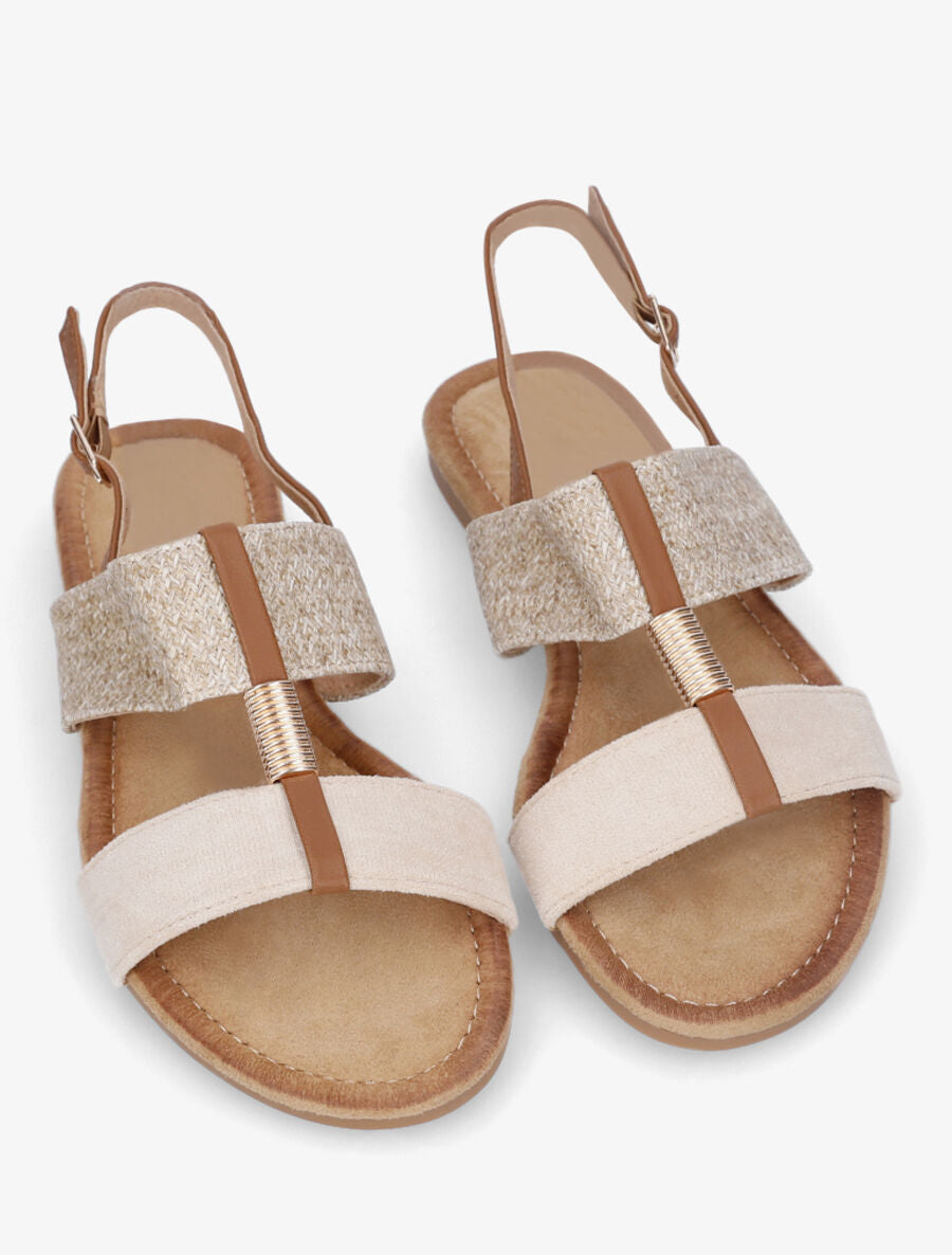 Nu-pieds raphia et suédine - Beige - 4