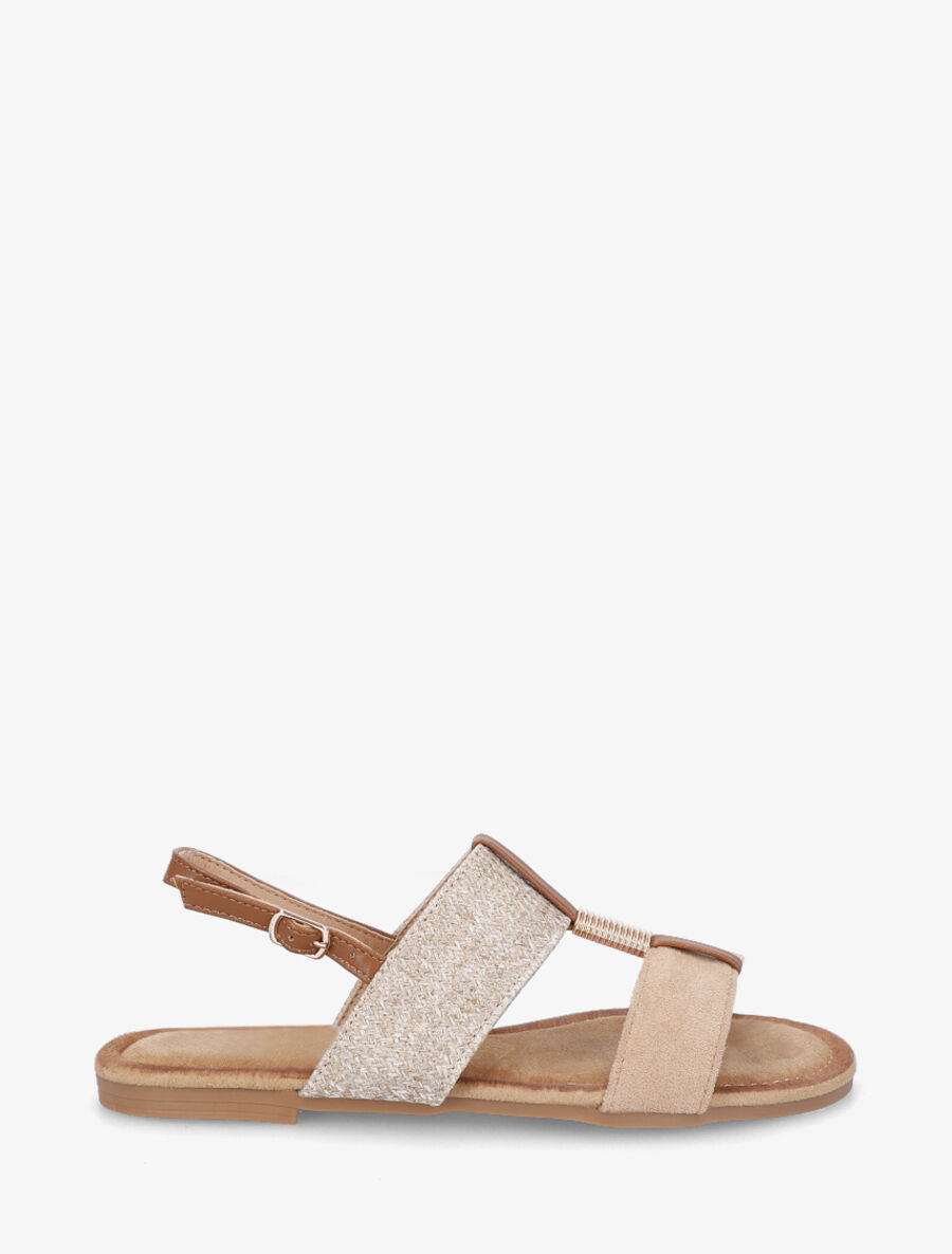 Nu-pieds raphia et suédine - Taupe - 1