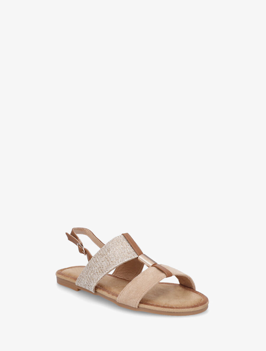 Nu-pieds raphia et suédine - Taupe - 2