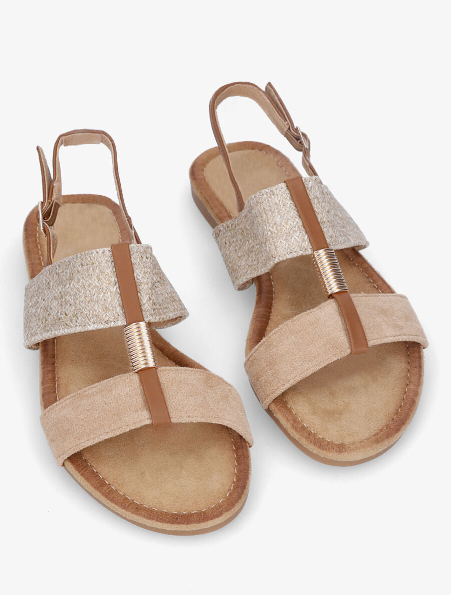 Nu-pieds raphia et suédine - Taupe - 4