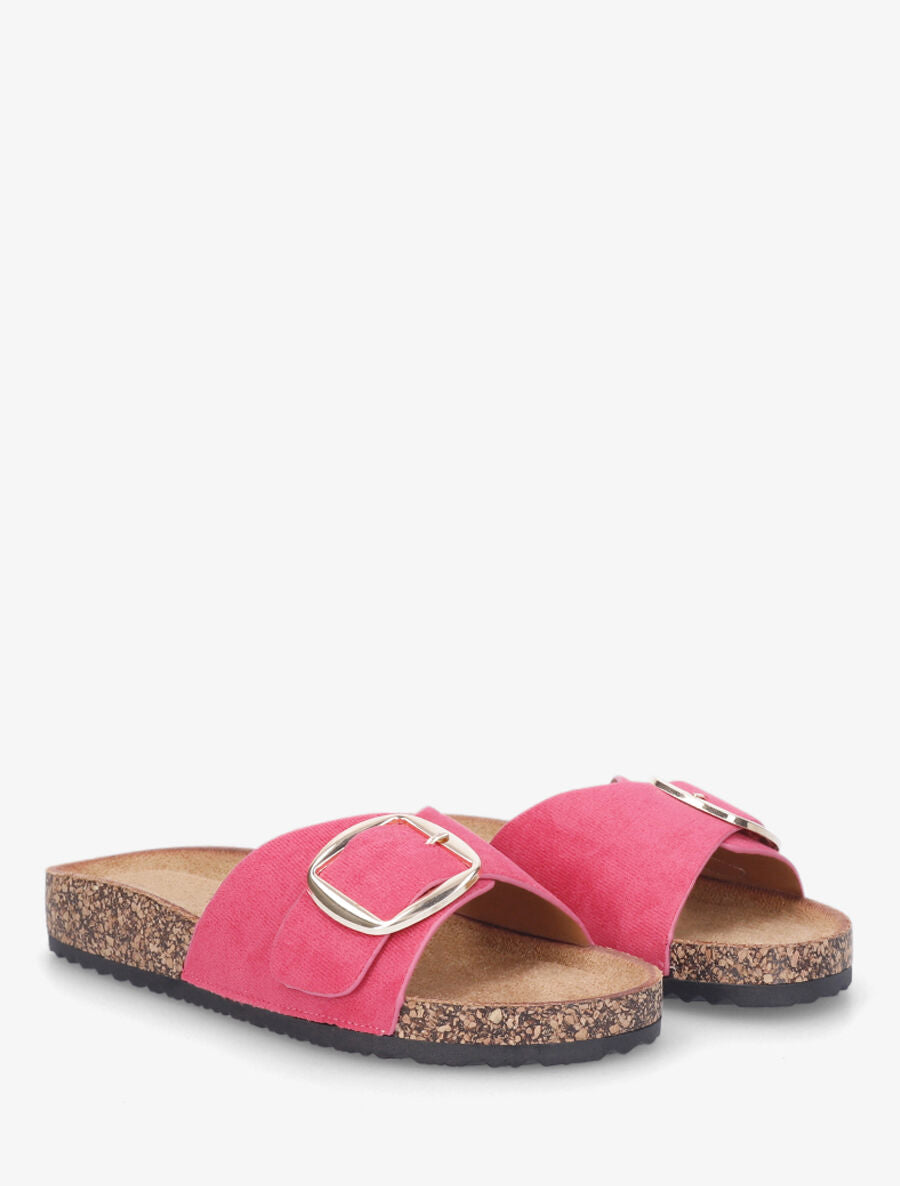 Claquettes en suédine à boucle - Fuchsia - 4