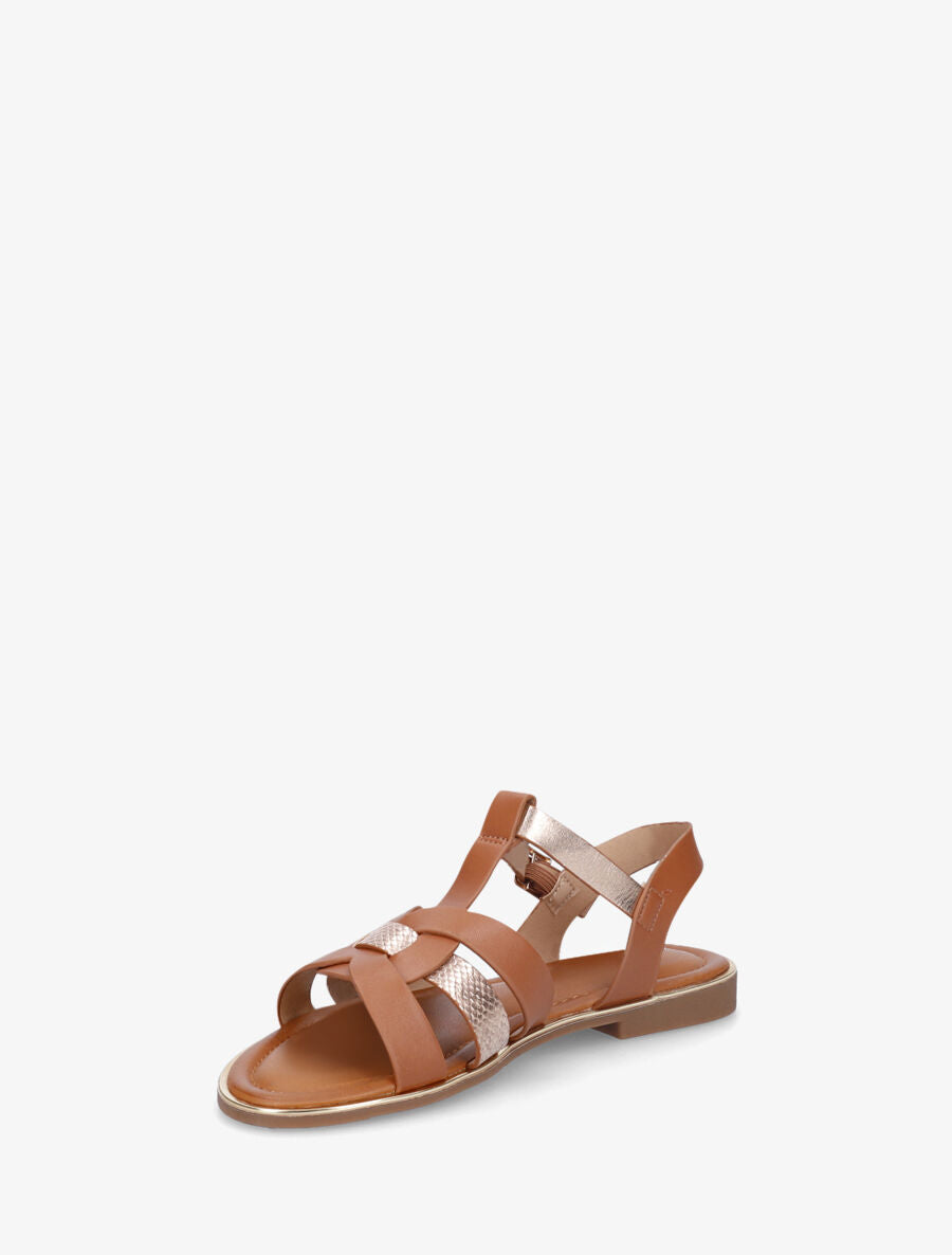 Nu-pieds brides croisées et python - Camel - 3