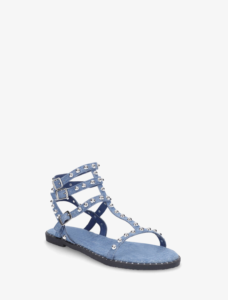 Spartiates en tissu à clous - Bleu denim - 2