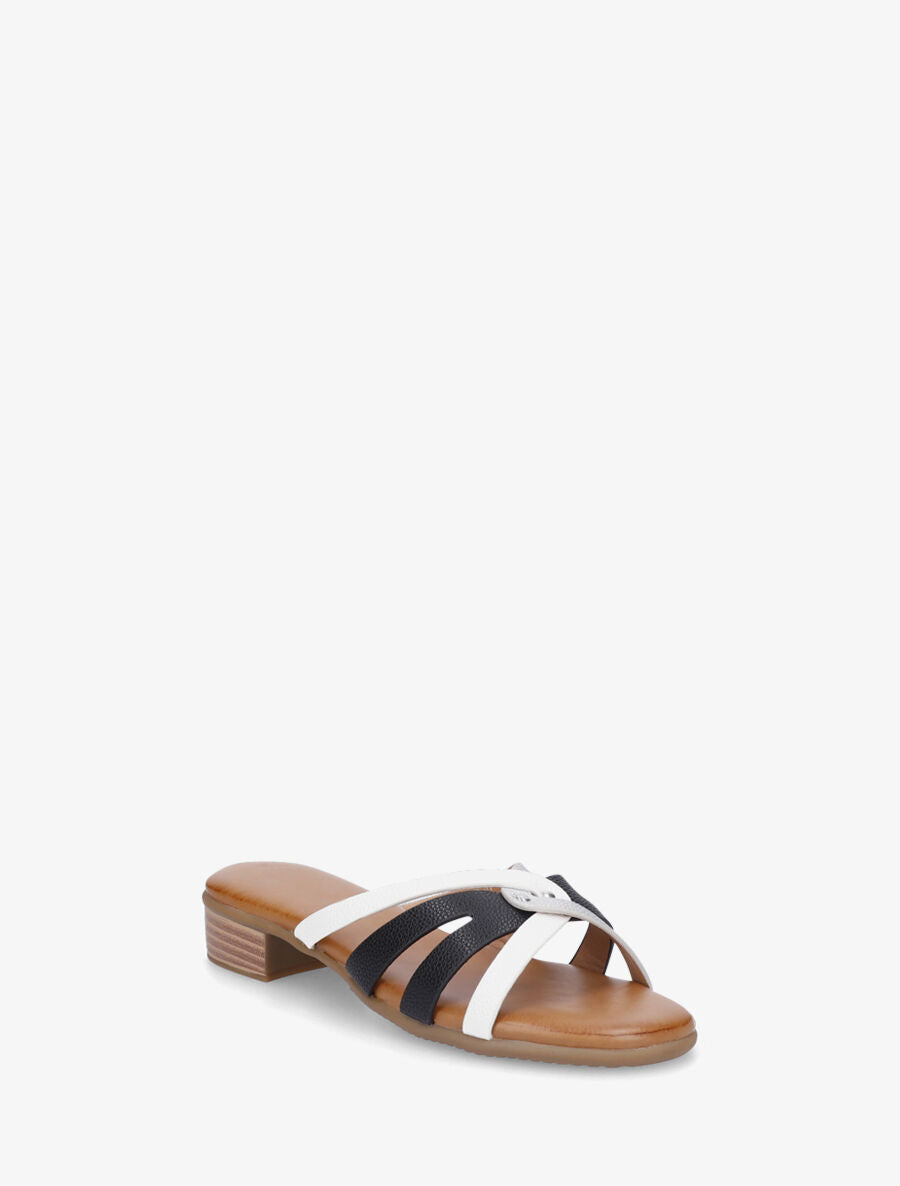 Mules plates torsadées en simili - Noir - 2