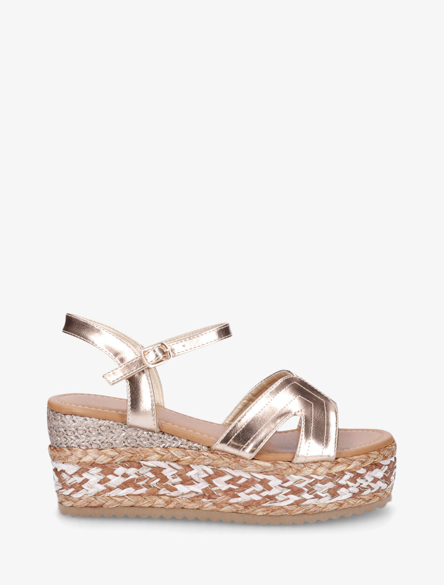 Sandales compensées à bride ajourée - Rose gold - 1