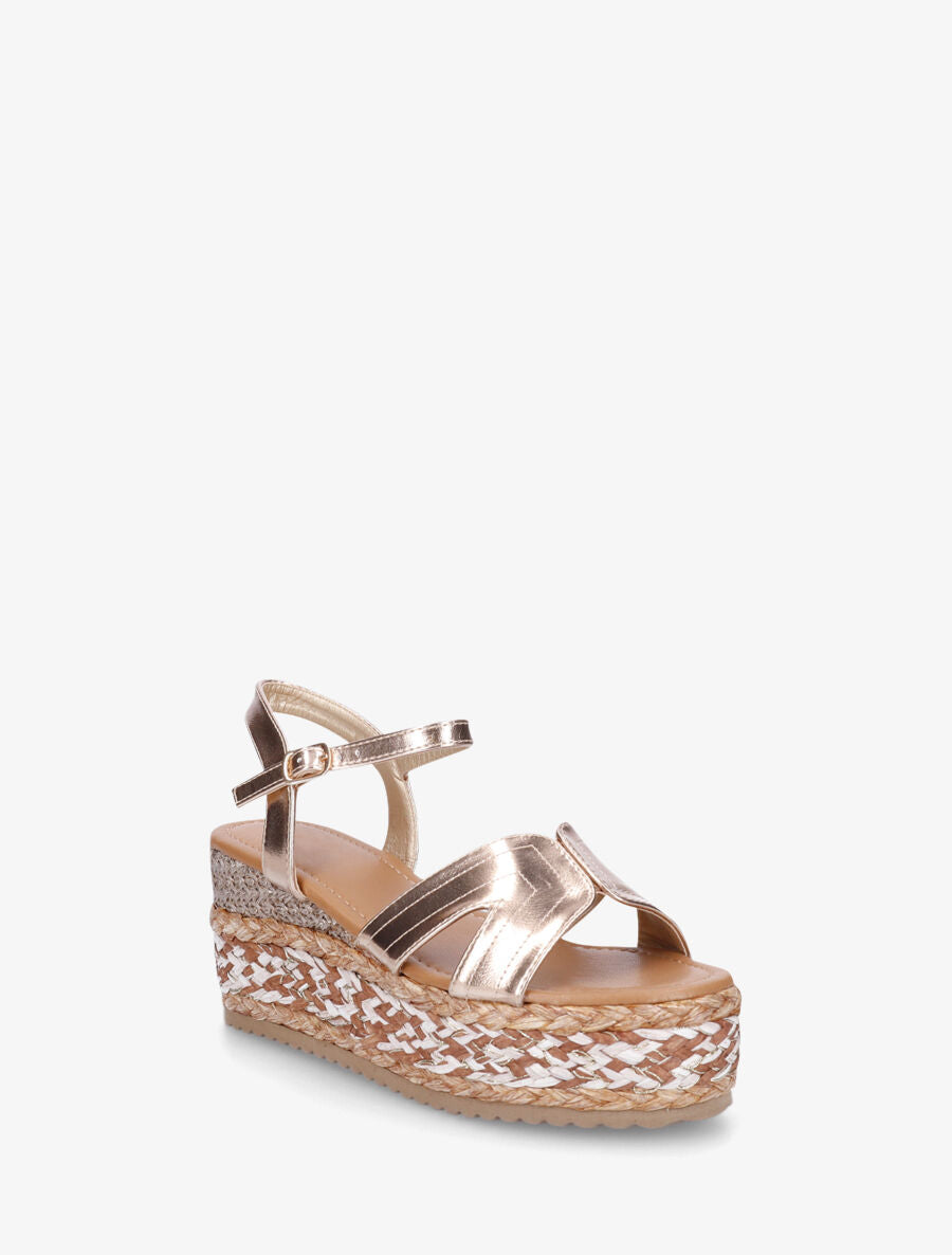 Sandales compensées à bride ajourée - Rose gold - 2